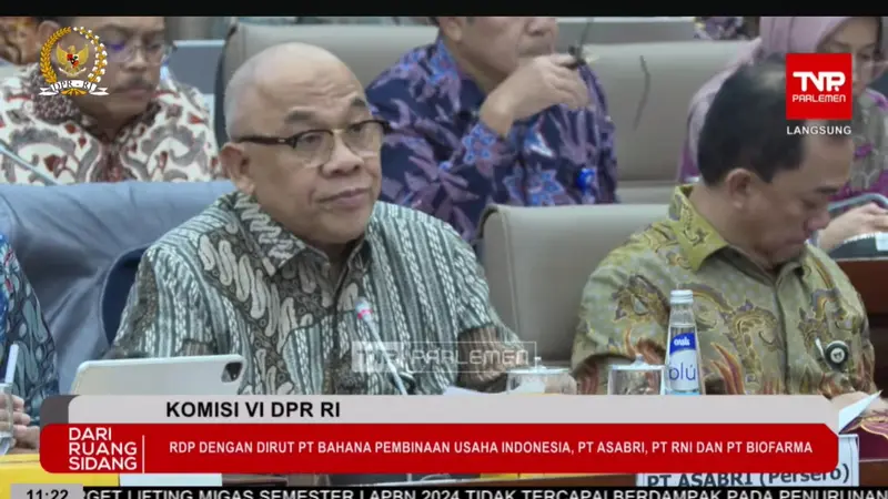 Direktur Utama PT. Asabri, Wahyu Suparyono dalam Rapat Dengar Pendapat (RDP) dengan Komisi VI DPR RI Pembahasan usulan Penyertaan Modal Negara (PMN) Tahun 2025, Rabu (10/7/2024)