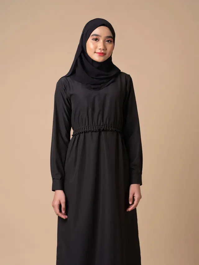 Gamis Payung Kombinasi Kerut di Pinggang