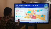 Peta persebaran Corona COVID-19 di Jawa Timur pada Kamis, 26 Maret 2020. (Foto: Liputan6.com/Dian Kurniawan)