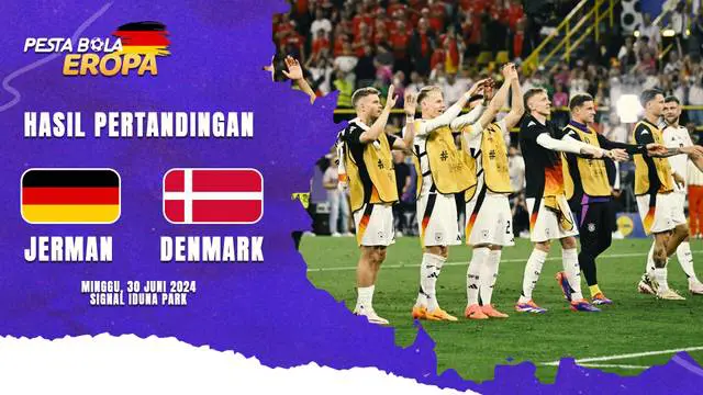 Berita video tuan rumah Jerman, berhasil mengalahkan Denmark di babak 16 besar Euro 2024 dan berhasil melaju ke babak perempat final dengan skor 2-0.