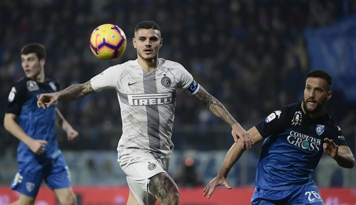 2. Mauro Icardi – Icardi dianggap sebagai penyerang terbaik yang pernah dimiliki Serie A. Saat ini Icardi tercatat sebagai pencetak gol terbanyak Inter musim ini. (AFP/Filippon Monteforte)