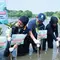 Bukalapak dan para mitra menanam ratusan bibit pohon mangrove di area kritis pantai di Kampung Nelayan, Muara Gembong, Kabupaten Bekasi, Jawa Barat. (Foto: Bukalapak)