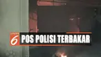 Selain menghanguskan pos polisi, api juga membakar belasan sepeda motor dan dua unit mobil polisi.