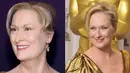 Meryl Streep adalah selebriti anggun yang selalu memesona di setiap penampilannya. Tapi kok patung lilinnya seperti pengin makan anak orang ya? (Getty Images/Cosmopolitan)