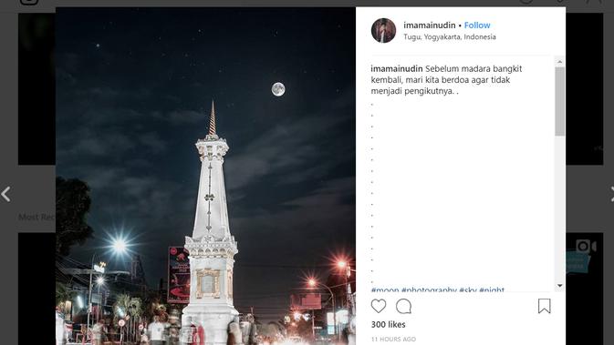 Foto gerhana bulan total hasil jepretan warganet. (Instagram/ @imamainudin)