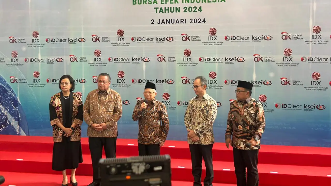 Peresmian pembukaan perdagangan Bursa Efek Indonesia (BEI), Selasa (2/1/2024). (Foto: Liputan6.com/Elga N)