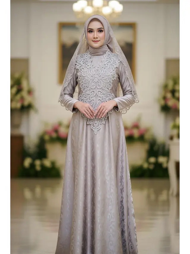 9 Model Gamis Brokat Satin Kombinasi Renda Timeless Elegan, Pilihan Busana Anggun