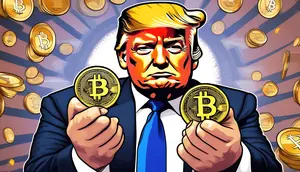 Aset kripto memecoin bertema Donald Trump (TRUMP). (Foto: By AI)