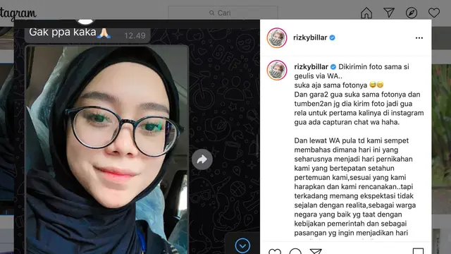 Unggahan Rizky Billar. (Foto: Instagram @rizkybillar)