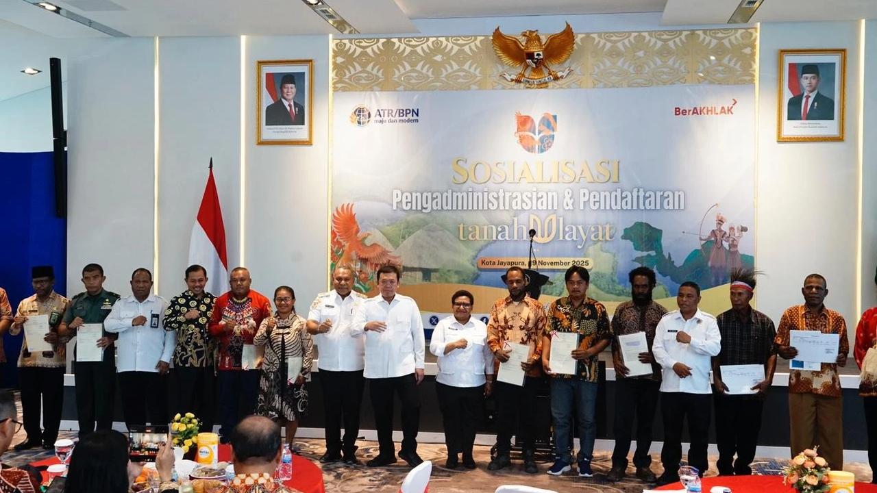Wamendagri Ribka Haluk pada acara Sosialisasi Pengadministrasian dan Pendaftaran Tanah Ulayat Provinsi Papua Tahun 2025