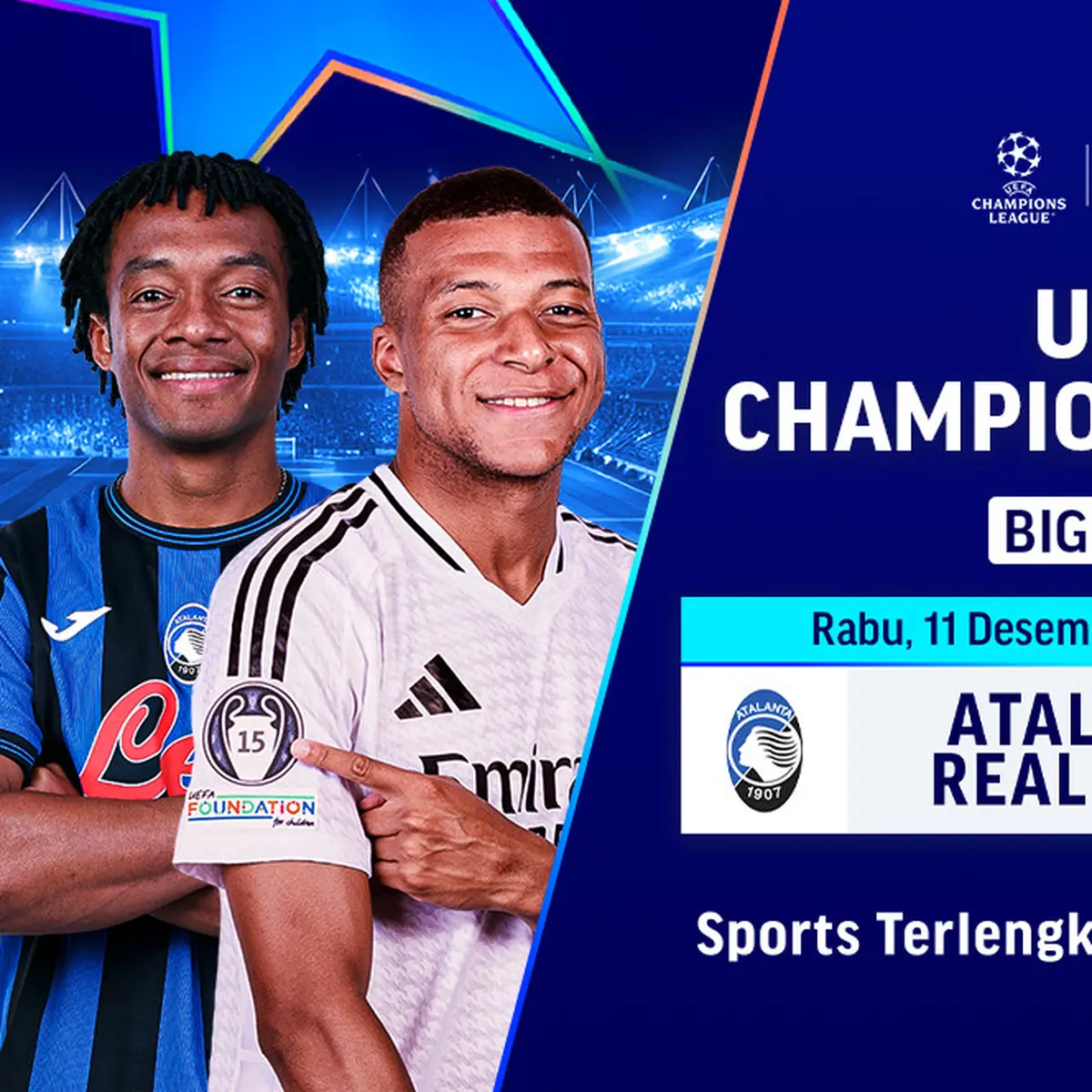 Live Streaming Big Match Liga Champions Atalanta vs Real Madrid di Vidio Dunia Bola