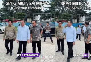 Tangkapan layar rekaman video viral kunjungan Wakil Kepala Bidang Operasional BGN, Sony Sonjaya ke SPPG yang dibantah bukan milik Gubernur, Rahmat Mirzani. (istimewa)