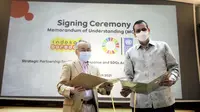 UNDP dan Indosat Ooredoo tanda tangani MoU terkait penanggulangan Covid-19 dan percepatn capaian SGDs di Indonesia, Rabu (31/3/2021). (Dok: Indosat Ooredoo)
