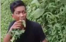 Momen Pencuri Dipaksa Warga Makan Daun Pepaya: Pahit Bang