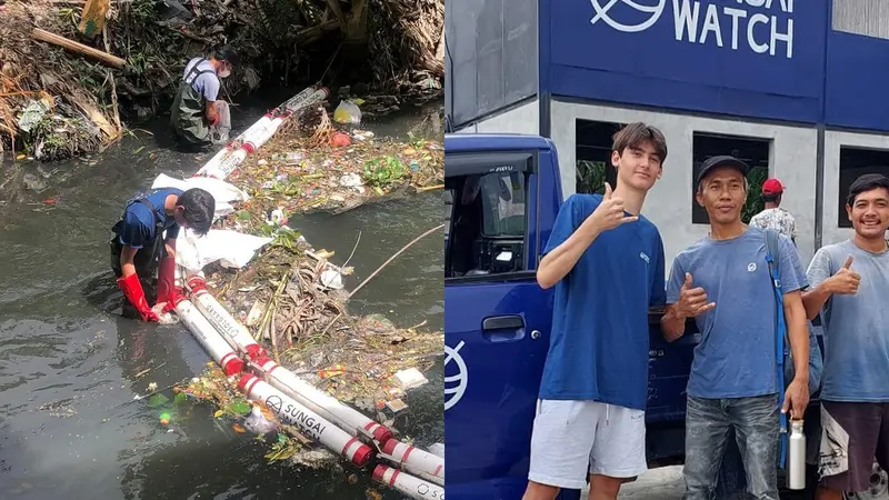 Kiran Cucu Presiden Soekarno Bersihkan Sampah di Sungai