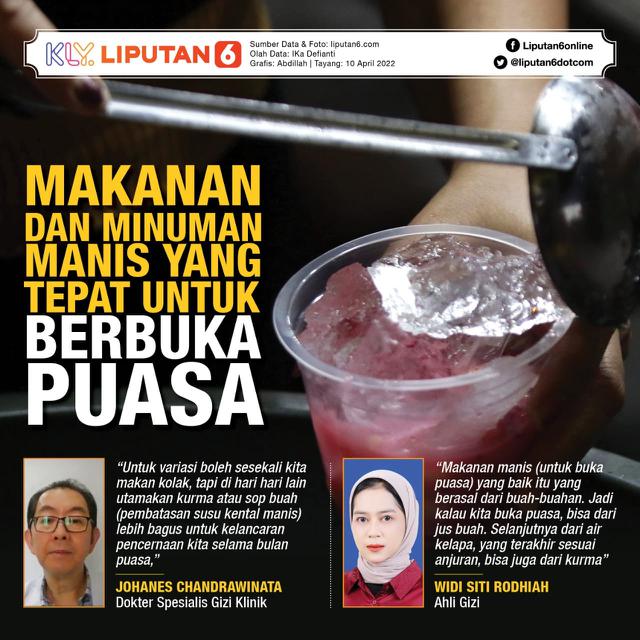 infografis Makanan dan Minuman Manis yang Tepat untuk Berbuka Puasa . (Liputan6.com/Abdillah).