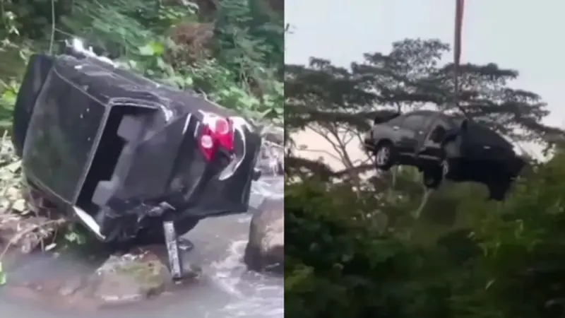 Mobil Honda City Terjun Bebas Ke Jurang 20 Meter