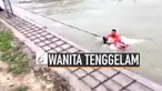 Beberapa pemadam kebakaran di China coba menyelamatkan wanita yang tenggelam dan terseret arus sungai yang deras. Korban diketahui tak sengaja terjatuh.