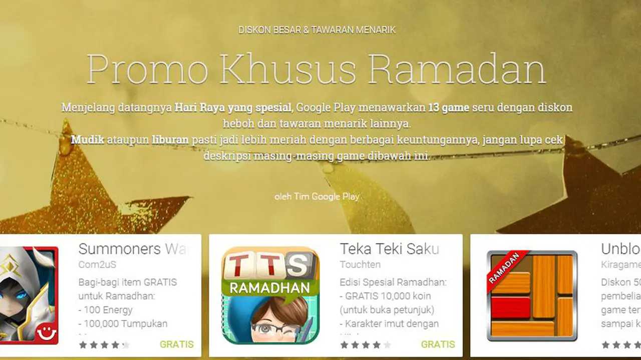 Sambut Lebaran, Google Luncurkan Promo Khusus Game di Play Store