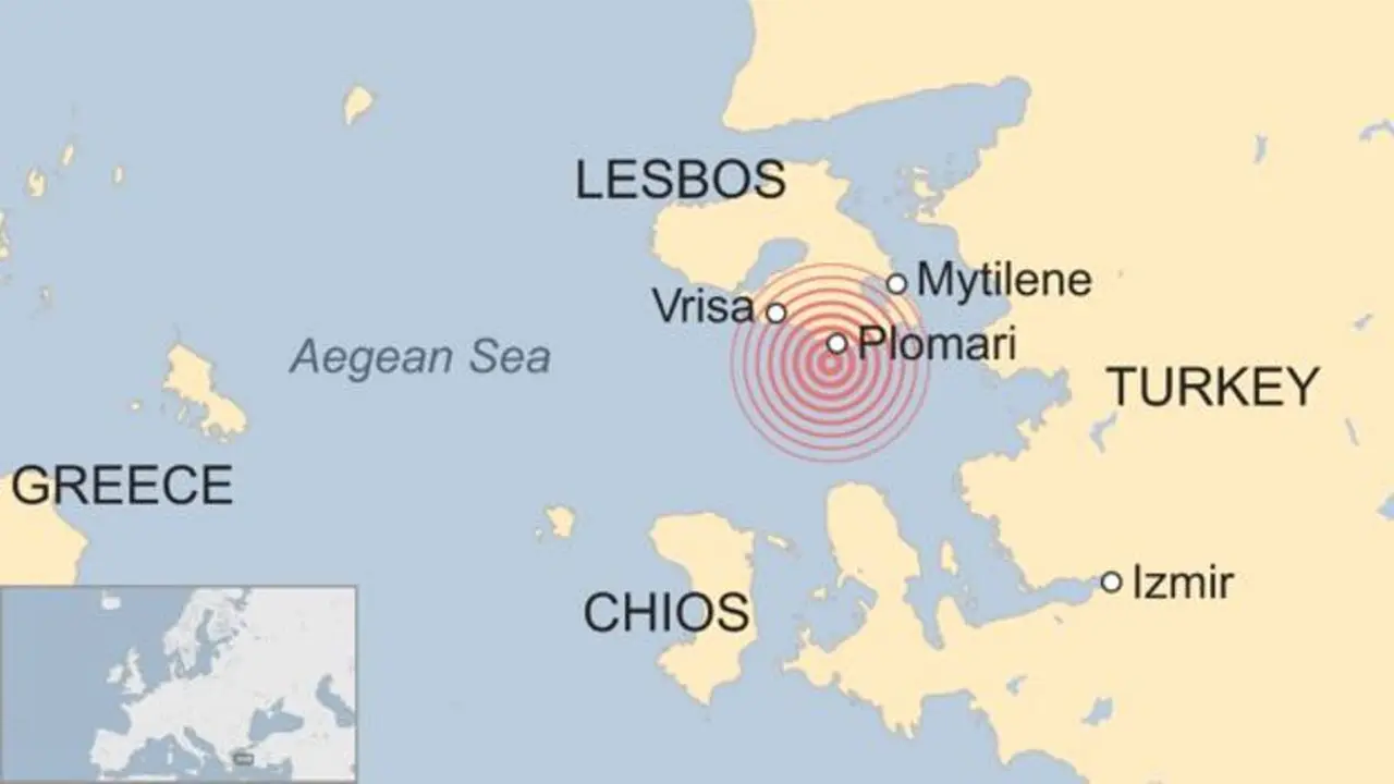Lokasi gempa Yunani dan Turki. (BBC)