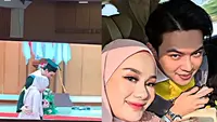 Rey Mbayang wisuda sambil mengajak istrinya, Dinda Hauw naik ke atas podium. (Dok: TikTok @reydinfamily)