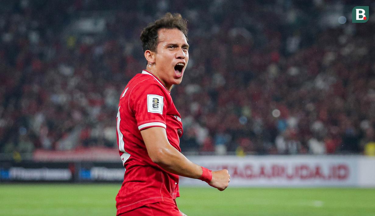 <p>Pemain Timnas Indonesia, Egy Maulana Vikri, melakukan selebrasi setelah mencetak gol ke gawang Vietnam dalam laga Grup F Kualifikasi Piala Dunia 2026 zona Asia di Stadion Utama Gelora Bung Karno (SUGBK) Senayan, Jakarta, Kamis (21/3/2024). (Bola.com/Bagaskara Lazuardi)</p>
