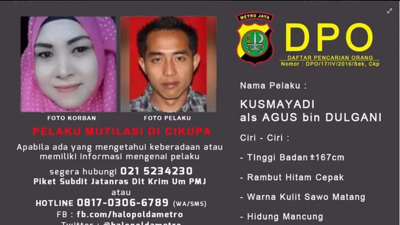 Geram, Krishna Murti Sebar Foto Pelaku Mutilasi Tangerang di FB