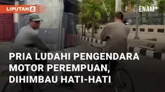 Pemotor, khususnya wanita, perlu waspada saat melintasi Kali Mambu, Yogyakarta. Seorang pria, terlihat melakukan tindakan tidak menyenangkan