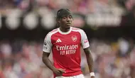 Pemain Arsenal Noni Madueke dalam pertandingan Premier League melawan Nottingham Forest di London, Sabtu, 13 September 2025. (AP Photo/Kin Cheung)