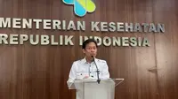 Menteri Kesehatan RI Budi Gunadi Sadikin memberikan keterangan pers terkait "Kesiapsiagaan Sektor Kesehatan Menghadapi Masa Libur Natal 2023 dan Tahun Baru 2024" di Gedung Kementerian Kesehatan (Kemenkes) RI Jakarta pada Jumat, 22 Desember 2023. (Dok Liputan6.com/Fitri Haryanti Harsono)