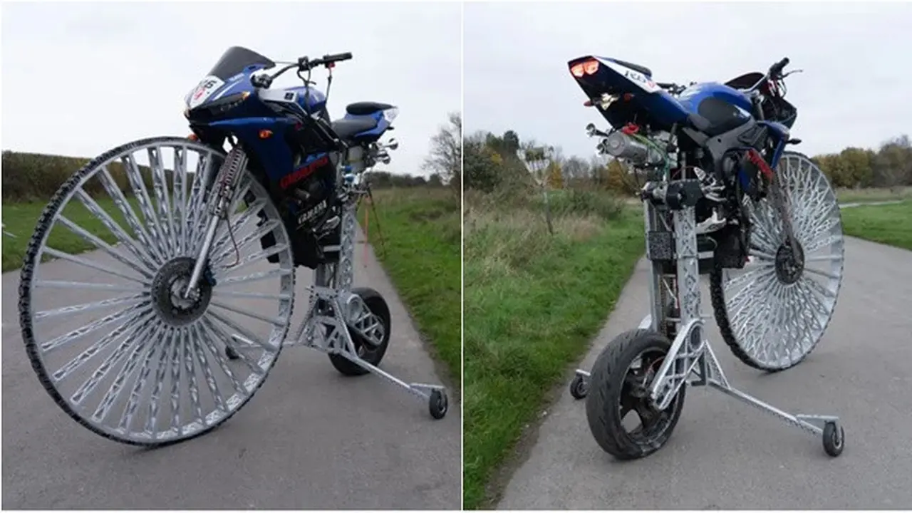 Unik, Insinyur Ini Modifikasi Motor Lama Jadi Sepeda Penny Farthing Tercepat di Dunia