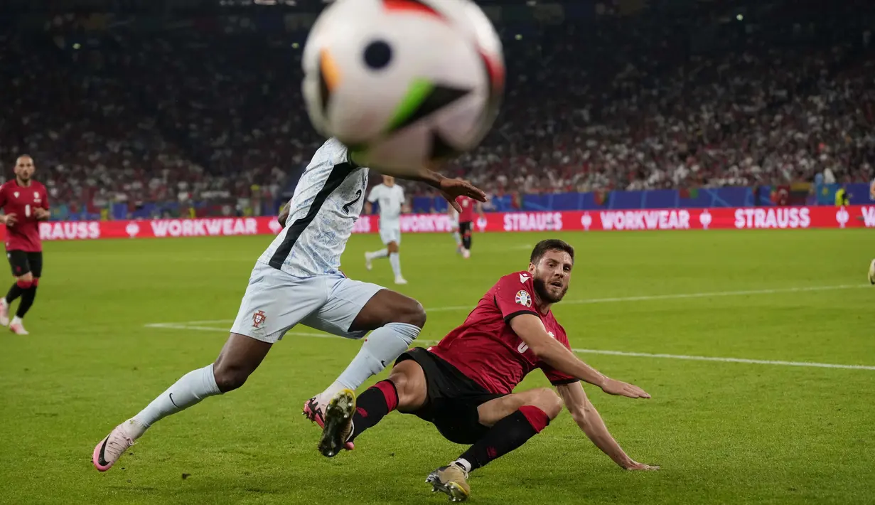 Timnas Georgia membuat sejarah usai menang 2-0 atas Portugal. (AP Photo/Alessandra Tarantino)