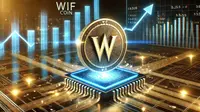 Dogwifhat (WIF), memecoin yang dibangun di atas blockchain Solana dengan nama&nbsp;WIF Coin. (Ilustrasi by AI)