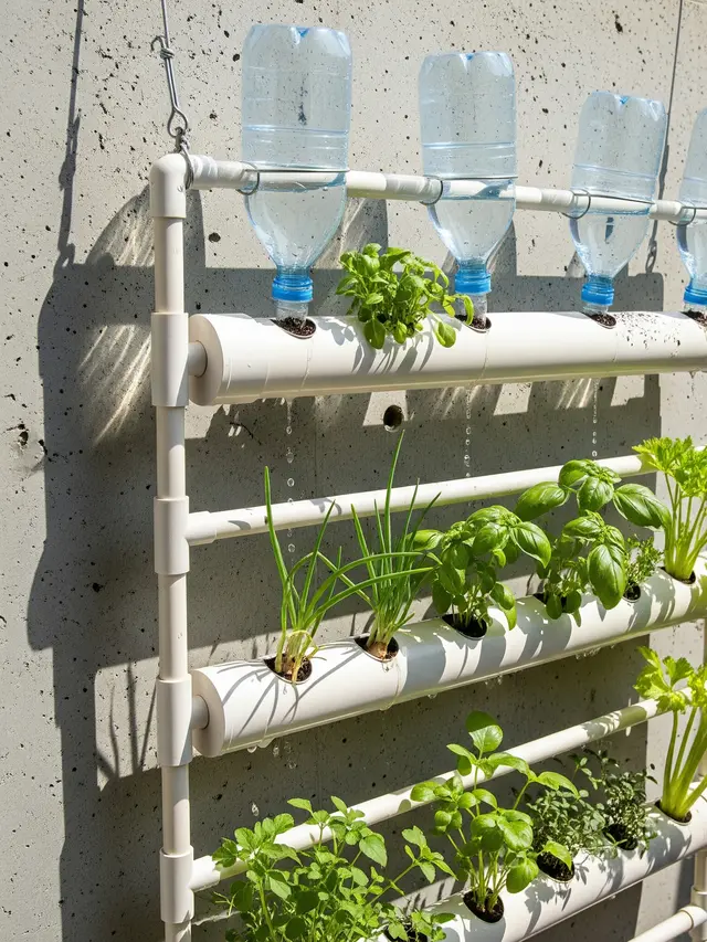 Rak Vertikal dari Pipa PVC untuk Kebun Sayur di Rumah Sempit (Image by Gemini AI)