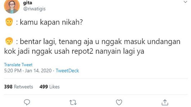 jawaban nyeleneh ketika ditanya kapan nikah