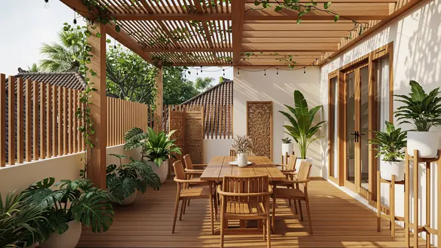 Teras dengan Elemen Kayu Alami