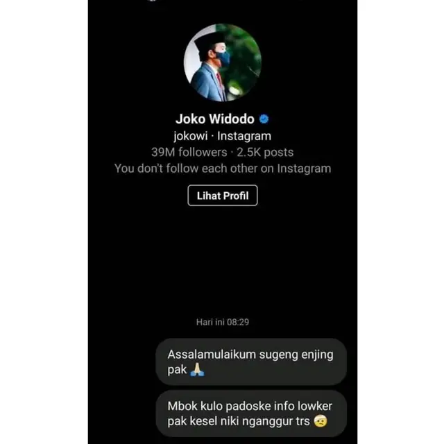 Kelamaan Nganggur, Pria Asal Demak Ini DM Jokowi Minta Lowongan Kerja