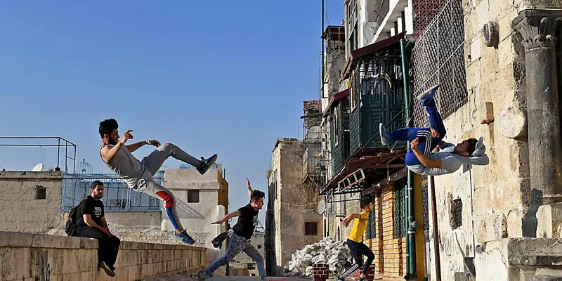 Pemuda Suriah Berlatih Parkour