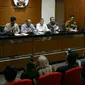 Suasana konferensi pers hasil OTT kasus dugaan suap berkaitan dengan pemberian opini Wajar Tanpa Pengecualian (WTP) terhadap laporan keuangan Kemendes di Gedung KPK, Jakarta, Sabtu (27/5). (Liputan6.com/Angga Yuniar)