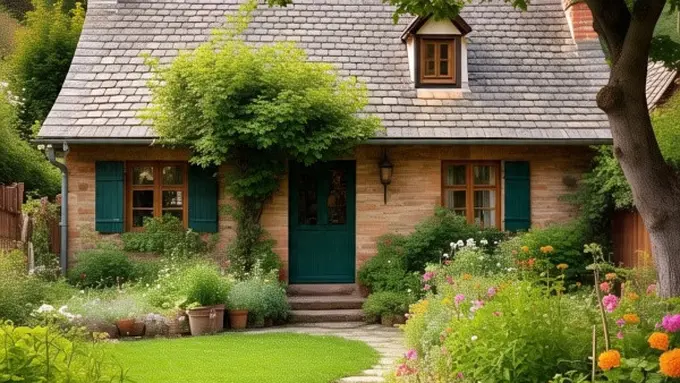 Ilustrasi Rumah Kecil tapi Indah dengan Taman Terbuka di Kampung (Sumber Gambar: Meta AI)