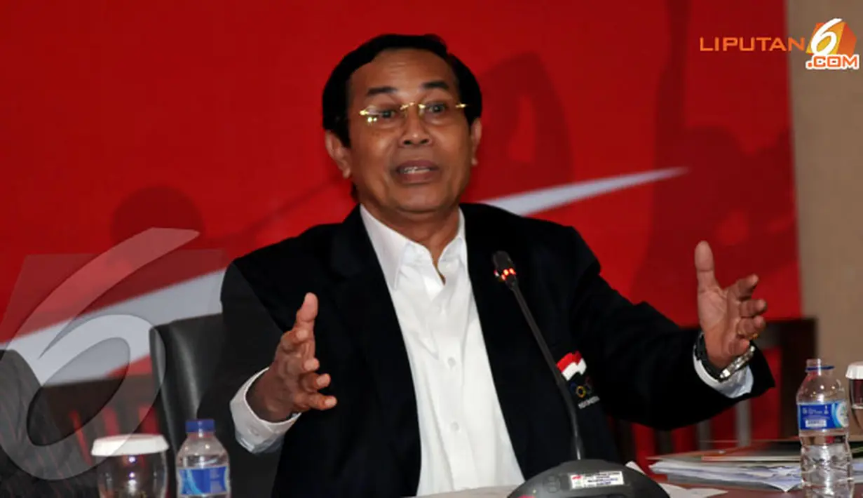 Asrizal Tanjung (Chief de Mission Sea Games Myanmar) menerangkan di Sea Games Myanmar mendatang Indonesia akan ikut di 452 nomor dari 460 yang dilombakan (Liputan6.com/Helmi Fithriansyah)