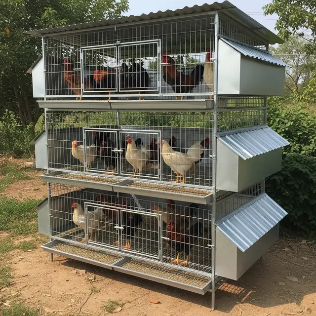 Model Kandang Ayam Bangkok Rak Bertingkat 3 Susun (Image by Gemini AI)