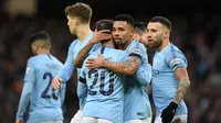 Manchester City menang 5-0 atas Burnley pada laga putaran keempat Piala FA, di Stadion Etihad, Sabtu (26/1/2019). (AFP/Oli Scarff)