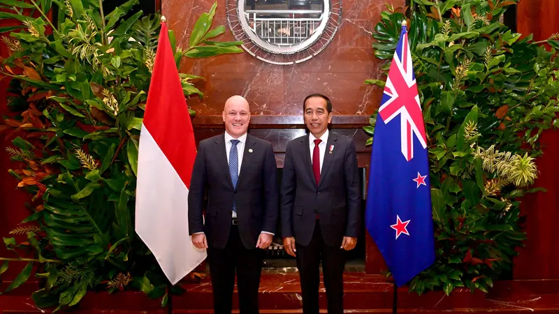 Presiden Joko Widodo (Jokowi) melangsungkan pertemuan bilateral dengan Perdana Menteri Selandia Baru, Christopher Luxon, di Hotel Park Hyatt, Melbourne, Australia pada Selasa (5/3/2024). (Foto: Biro Pers, Media, dan Informasi Sekretariat Presiden)