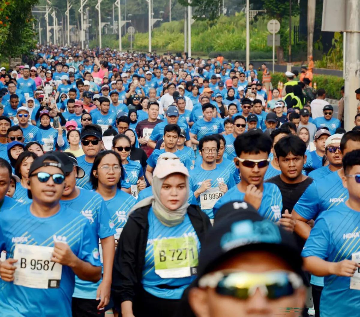 Sekitar 10 ribu mengikuti Hibank Jakarta Marathon 2023  yang digelar di kawasan Plaza utara,  Gelora Bung Karno (GBK), Jakarta Pusat,  Minggu (22 /10/2023).