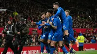 Skuad Bournemouth merayakan gol Marcus Tavernier ke gawang Manchester United (AP Photo/Jon Super)