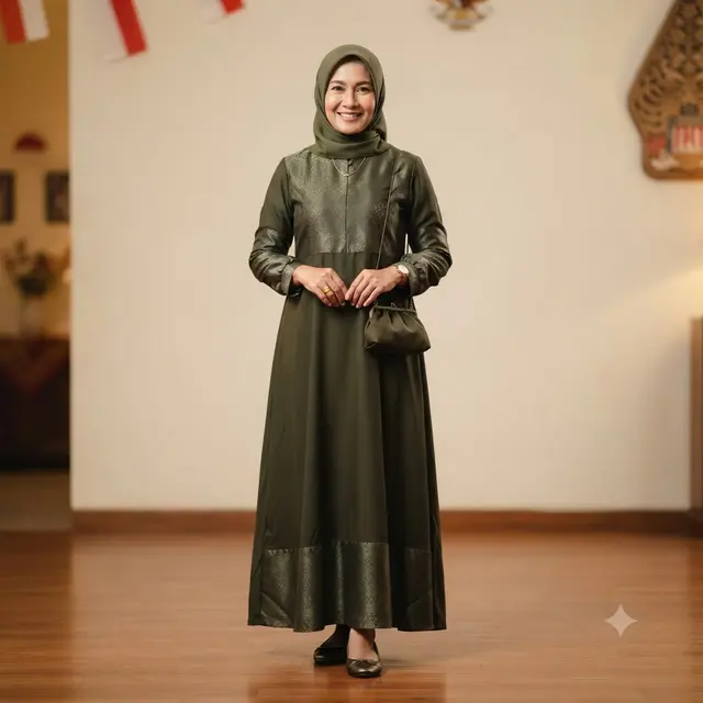 Model Gamis Ibu-Ibu untuk Malam Tirakatan