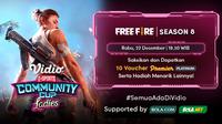 Jadwal dan Live Streaming Vidio Community Cup Ladies Season 8 Free Fire Series 8 di Vidio, Rabu 22 Desember 2021. (Sumber : dok. vidio.com)