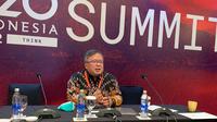 Prof. Bambang Brodjonegoro selaku Lead Co Chairs KTT T20 di Hilton Resort, Nusa Dua, Bali pada Selasa (6/9/2022). (Liputan6/Benedikta Miranti)
