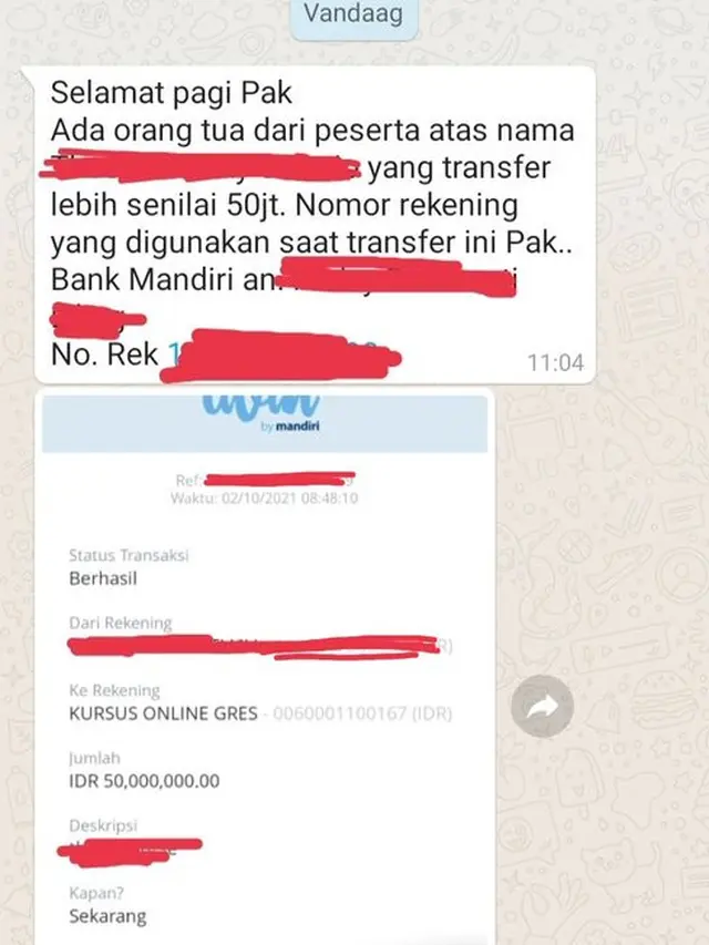 5 Chat Kelebihan Transfer Uang Puluhan Juta Ini Bikin Panik